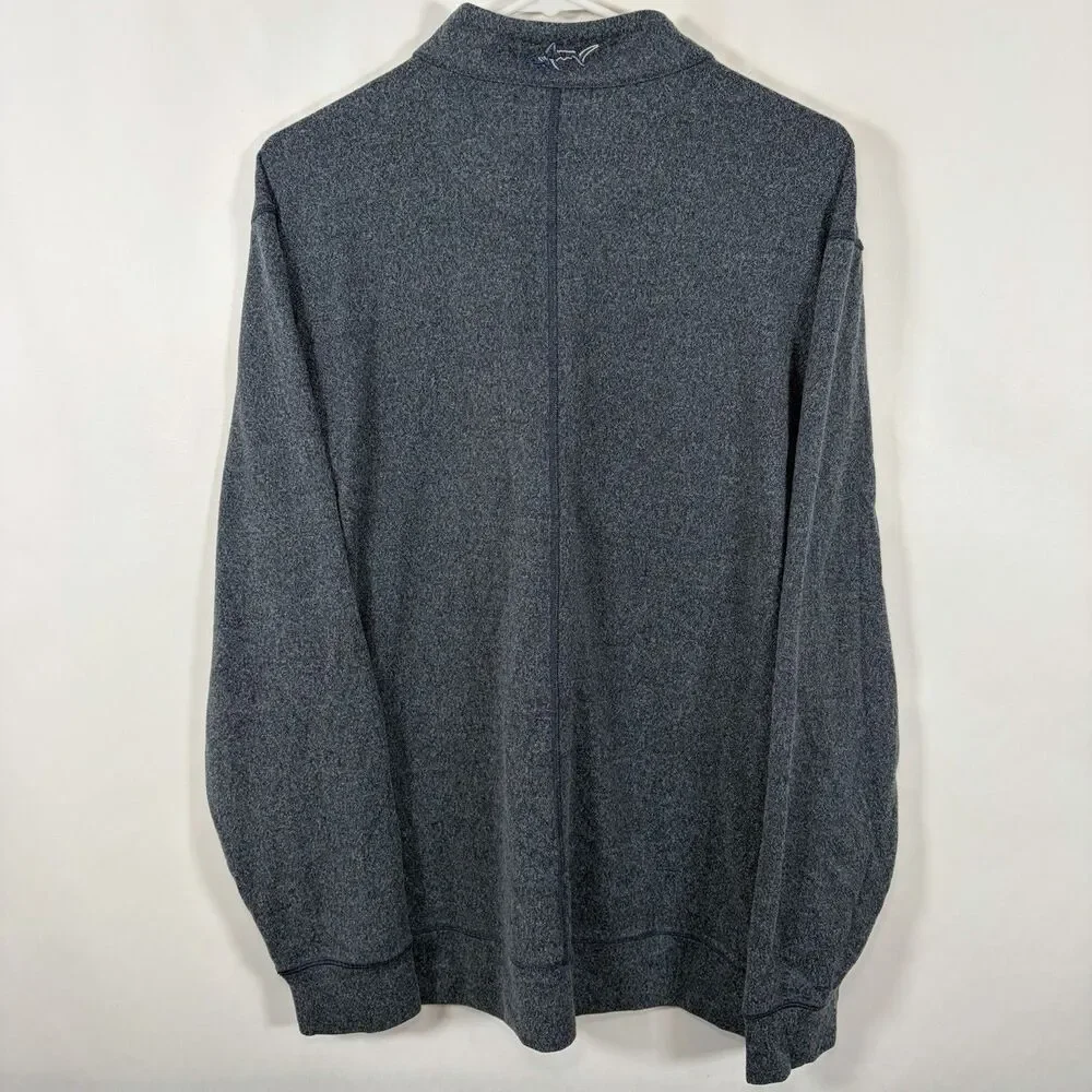 Greg Norman 1/4 Zip Pullover Sweater Mens Size Large Navy Blue Golf Collar Logo